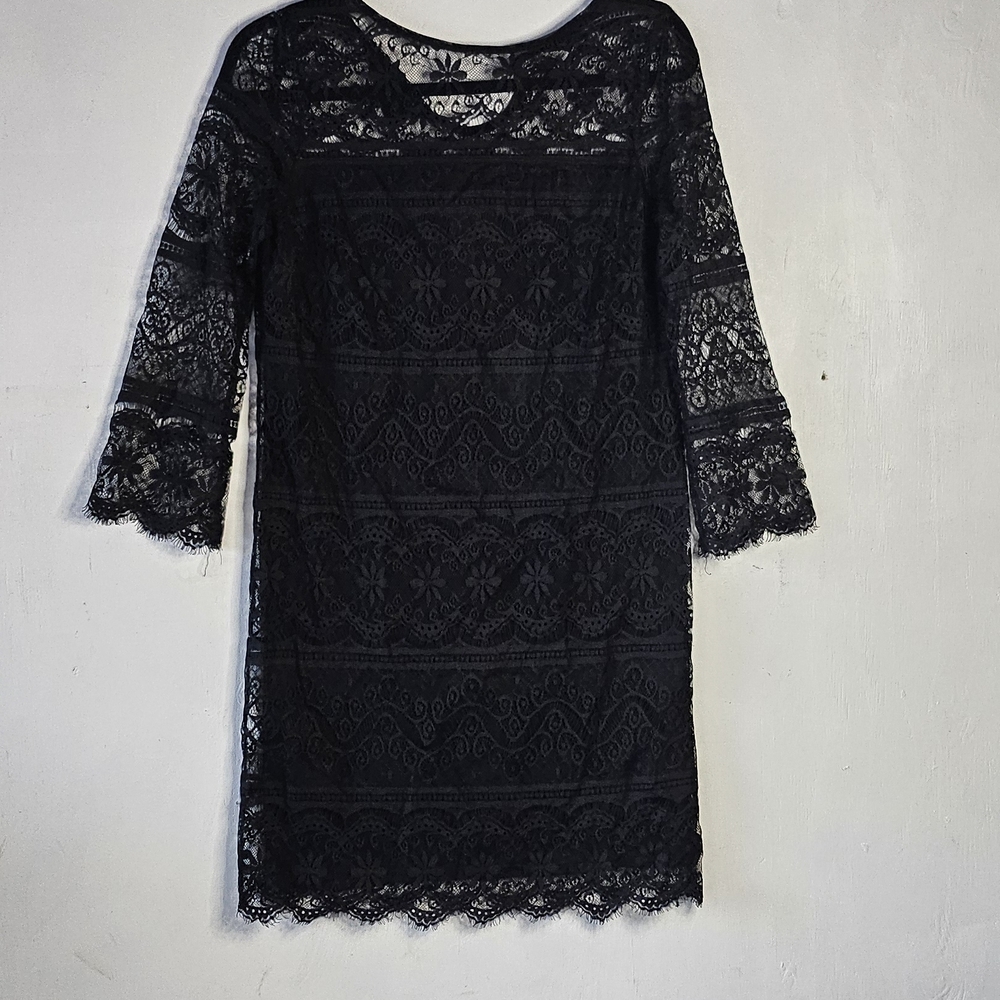 Max Studio Black Lace Long Sleeve Dress